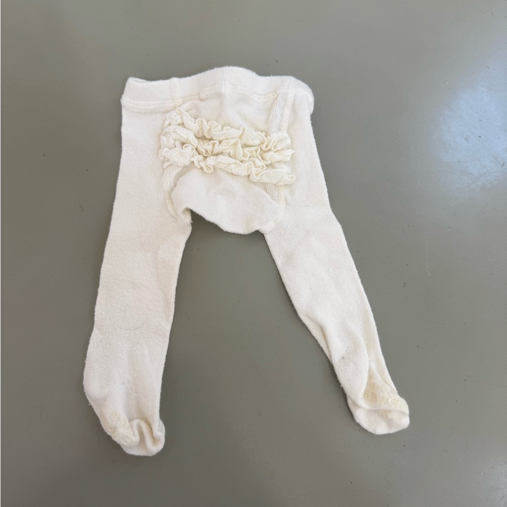 Cream Baby Tights With Ruffle Back - Picture 2 of 3